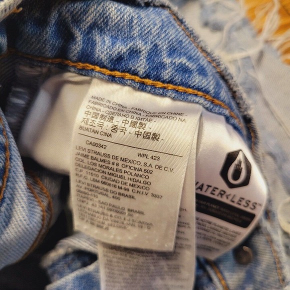 Levi's Light Blue Distressed Jean Shorts - Picture 7 of 12